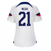 Fotballdrakt Dame forente stater Timothy Weah #21 Hjemmedrakt VM 2022 Kortermet